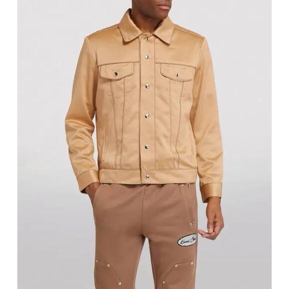 Keiser Clark Silky Copper Satin Trucker Jacket Size Medium Retail $550 - Picture 1 of 15